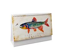 Gráficos clásicos de señuelos de pesca con mosca 2026 Calendario de escritorio 12 planificación diaria mensual organización para pescador regalo de cumpleaños decoración del hogar