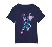 Gráficos de Baloncesto y Baloncesto, Niños, Hombres, Mujeres, Slam Dunk Camiseta, Mujer Tallas Grandes, Azul Marino, 1XL Grande