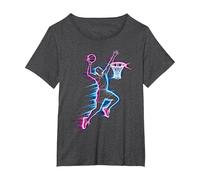 Gráficos de Baloncesto y Baloncesto, Niños, Hombres, Mujeres, Slam Dunk Camiseta, Mujer Tallas Grandes, Jaspeado Oscuro, 1XL Grande