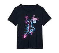 Gráficos de Baloncesto y Baloncesto, Niños, Hombres, Mujeres, Slam Dunk Camiseta, Mujer Tallas Grandes, Negro, 1XL Grande