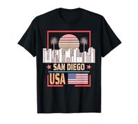 Gráficos del Horizonte de la Ciudad de San Diego con Regalos de la Bandera Estadounidense Camiseta