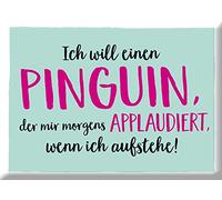 Gráficos Taller 60696 magnético | Quiero un pingüino... | Imán de Frigorífico | Divertido con Mensaje | 9 x 6, 5 x 0, 4 cm | Vintage | Retro | Nostalgic magnético, Metal, Uni, 9 x 6, 5 cm