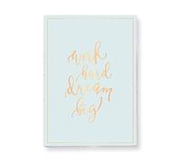 Grafik-Werkstatt Cuaderno Grande 63765, 52 Hojas a Rayas con grapado Acolchado, Corte de Cobre, Work Hard Dream Big (17 x 24 cm), Color Verde