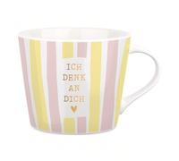 Grafik-Werkstatt Taza de café con 100% oro auténtico, taza de porcelana, 420 ml, con texto en alemán "Ich denk an dich