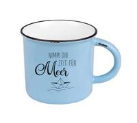 Grafik-Werkstatt Taza de café vintage de cerámica para regalar 400 ml, Maritime, Take Time for Sea, 61328, azul