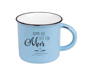 Grafik-Werkstatt Taza de café vintage de cerámica para regalar 400 ml, Maritime, Take Time for Sea, 61328, azul