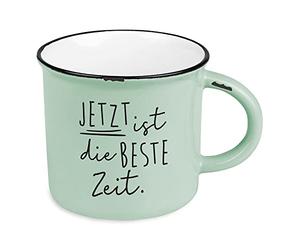 Grafik-Werkstatt Taza de café vintage| Taza de cerámica para regalar | Ahora es el mejor momento, verde