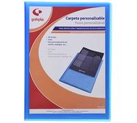 Grafoplás 1441530. Carpeta de 40 Fundas con Portada Personalizable, Tamaño Folio, Color Azul, Poliplás Translúcido