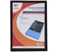 Grafoplás 1445510. Carpeta de 40 Fundas con Portada Personalizable, Negra, Poliplás Opaca