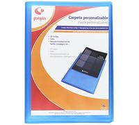 Grafoplás 1451530. Carpeta Fundas Personalizable, Tamaño Folio, Cubierta PP Azul, 20 Fundas Polipropileno Extra, Poliplás Translúcido