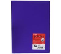 Grafoplás 1451635. Carpeta 20 Fundas Transparentes, Violeta Flúor, Folio, Tapas Semirrígidas Polipropileno, Poliplás Flúor