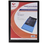 Grafoplás 1465510. Carpeta de 50 Fundas con Portada Personalizable, Negra, Poliplás Opaca