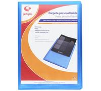 Grafoplás 1471530. Carpeta de 30 Fundas con Portada Personalizable, Tamaño Folio, Color Azul, Poliplás Translúcido