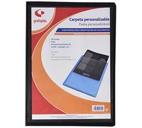 Grafoplás 1475510. Carpeta de 30 Fundas con Portada Personalizable, Negra, Poliplás Opaca