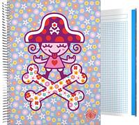 Grafoplás 16501950 Colección Katuki Saguyaki Cuaderno, Cuadriculado 5 Mm, Modelo Pirate Heart, A4