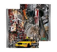 Grafoplas 16512646. Cuaderno A5 Tapa Dura, Cuadriculado 5x5, Espiral, 5 Bandas Color, Colección Grunge Cities, New York, Certificado FSC
