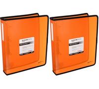 Grafoplas 30120652, Carpeta Anillas Naranja A4 +, Polipropileno, 4 Anillas de 40mm, Serie Blackline (Paquete de 2)