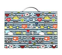 Grafoplás 37402456. Maletín Escolar con Asa, Polipropileno, Colección Stickers, Crown