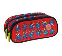 Grafoplás 37542915. Estuche Escolar Doble, Colección Katuki Saguyaki, Bull, Tamaño: 24,5x9,5cm