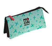 Grafoplas 37546326. Estuche Triple, Verde Mint, Colección Moon, Tamaño: 23, 5x12x14cm