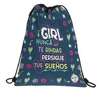 Grafoplás 37610543. Mochila Saco Infantil, Colección Sé Tú, Girl, Cierre Cuerdas, Bolsillo Exterior, 36x47cm