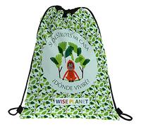 Grafoplás 37610553. Mochila Saco, Colección Wise Planet, Mono, Cierre Cuerdas, Bolsillo Exterior, 36x47cm