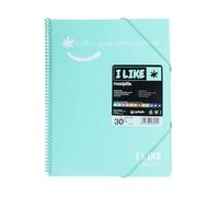 Grafoplas 39223026. Carpeta de Fundas, A4, Espiral, 30 Fundas, Verde Mint, Polipropileno, I Like Smile
