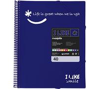 Grafoplás 39224030. Carpeta Fundas Azul, A4, 40 Fundas Transparentes, Polipropileno, I Like Smile