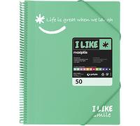 Grafoplás 39225026. Carpeta Fundas Verde Mint, A4, 50 Fundas Transparentes, Polipropileno, I Like Smile