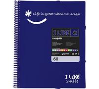 Grafoplás 39226030. Carpeta de Fundas con Espiral, A4, Azul, 60 Fundas, Polipropileno, I Like Smile