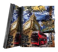 Grafoplás 39822445. Carpeta con 30 Fundas Transparentes, A4, Espiral, Tapas Polipropileno, Cierre Gomas, Incluye Sobre Transparente, Colección Grunge Cities, London