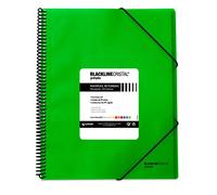 Grafoplas 39835220 Carpeta Polipropileno con 50 Fundas, Color Verde, A4, Cierre Gomas, Maxiplás Blackline Cristal