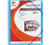 Grafoplás 39843030. Carpeta Fundas Personalizable, Maxiplás, 30 Fundas Transparentes, Azul, 30.8 x 24 x 14