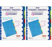 Grafoplás 41260500-Juego de separadores de colores para archivadores y carpetas, 8 pestañas tamaño A4 (Paquete de 2)