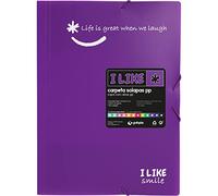 Grafoplás 4800835. Carpeta Escolar Tres Solapas y Gomas, Morado, Tamaño Folio, Cierre Gomas, Polipropileno Opaco, Like