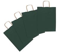 Grafoplás 60321120 Kraft Bolsas con Asa Rizada, 90 g, Verde, Pequeño (31 x 24 x 9 cm), Paquete de 4