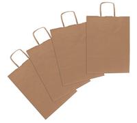 Grafoplás 60321149 Kraft Bolsas con Asa Rizada, 90 g, Multicolor, Pequeño (31 x 24 x 9 cm), Paquete de 4