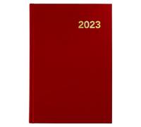 Grafoplas 70304257. Agenda Anual 2023, Día Página, Burdeos, Cubiertas Forradas en Vinilo, Tapa Dura y Punto de Lectura, 14, 5x21cm | Serie Baviera