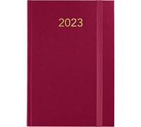 Grafoplas 70304357. Agenda Día Página 2023, Anual, Burdeos, Cubiertas Acolchadas en Vinilo, Con Goma de Cierre Vertical y Punto de Lectura, Serie Florencia, 14, 5x21cm