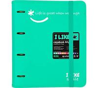 Grafoplas 88101826. Archivador 4 Anillas con Recambio, A4, Mint, Polipropileno Semirrígido, Incluye Separadores, Carpebook Like