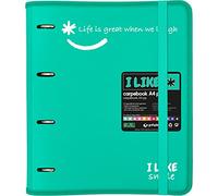 Grafoplás 88101836. Archivador 4 Anillas con Recambio, A4, Turquesa, Polipropileno Semirrígido, Incluye Separadores, Carpebook Like