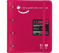 Grafoplás 88101854. Archivador 4 Anillas con Recambio, A4, Fucsia, Polipropileno Semirrígido, Incluye Separadores, Carpebook Like