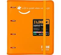 Grafoplas 88101855. Carpeta 4 Anillas Troqueladas con Recambio, A4, Mandarina, Polipropileno Semirrígido, Incluye Separadores, Carpebook Like