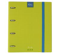 Grafoplás 88102120-Carpeta de anillas troqueladas A4 Kuru, color verde, tacto extra suave. Inlcuye sobre transparente, 4 separadores y 100 hojas de 90g