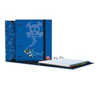 Grafoplás 88102633. Carpeta 4 Anillas con Recambio Hojas, A4, Cuadrículadas 5x5, Separadores, Sobre Transparente, Lomo Curvo, Carpebook, Colección Katuki Saguyaki, Shark