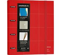 Carpeta De Anillas Con Recambio Papel Plastificado Mate A4 4X35mm Rojo Fsc Unequal Grafoplás