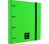 Grafoplás 88106025. Carpeblock 4 Anillas con Recambio, A4, Verde Fluor, 100 Hojas de 90 Gramos, 4 Separadores Extra Guesos, Sobre Transparente, Carpebook Unequal Fluor.