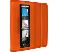 Grafoplás 88200052. Carpeplús Carpeta de 4 Anillas, A4, Naranja, Polipropileno, con Solapa Lateral, Recambio de 100 Hojas, Separadores y Sobre Transparente, Multiline.