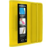 Grafoplás 88200060. Carpeplús Carpeta de 4 Anillas, A4, Amarillo, Polipropileno, con Solapa Lateral, Recambio de 100 Hojas, Separadores y Sobre Transparente, Multiline.