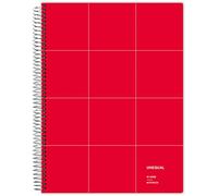 Grafoplás 88522951 Cuaderno con Espiral, Cuadriculado 5 mm, 100 Hojas, 90 g, Rojo, A4